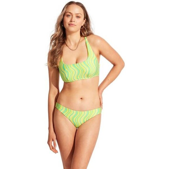 Seafolly Mod Squad Hipster Bikini Bottoms Lime Burst Womens Swimwear Size 8-12 N - Picture 4 of 7